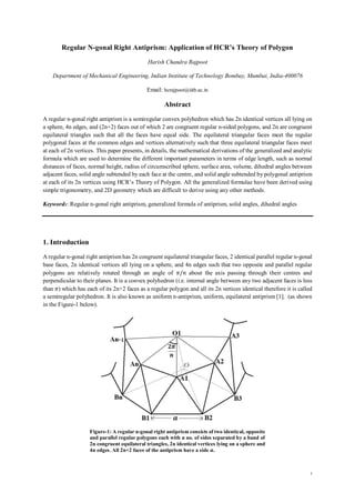 Regular N-gonal Right Antiprism: Application of HCR’s Theory of Polygon ...