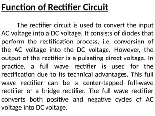 Function Ractifier Regulated power supplysmpsservo motor regulated power.pptx