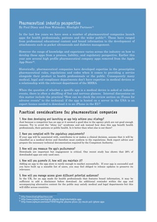 Regulation of health apps: a practical guide


Pharmaceutical industry perspective
By Paul Dixey and Sam Walmsley, Bluelig...