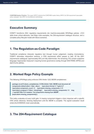 Regulation as Code: Operationalising CRA, NIS2, and DORA with CODIFY ...