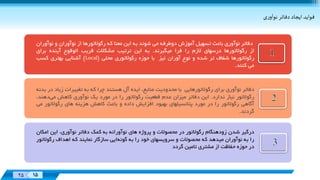 Designed
By:
XX 15
Designed
By:
25 15
‌‫ی‬‫ر‬‫فوايد‌ايجاد‌دفاتر‌نوآو‬
‫دفاتر‬‫نوآوری‬‫باعث‬‫تسهيل‬‫آموزش‬‫دوطرفه‬‫می‬‫شوند‬‫به‬‫این‬‫معنا‬‫که‬‫رگوالتورها‬‫از‬‫نوآوران‬‫و‬‫ن‬‫وآوران‬
‫از‬‫رگوالتورها‬‫درسهای‬‫الزم‬‫را‬‫فرا‬‫ميگيرند‬.‫به‬‫این‬‫ترتيب‬‫مشکالت‬‫قریب‬‫الوقوع‬‫آینده‬‫برای‬
‫رگوالتورها‬‫شفاف‬‫تر‬‫شده‬‫و‬‫نوع‬‫آوران‬‫نيز‬‫با‬‫حوزه‬‫رگوالتوری‬‫محلی‬(Local)‫آشنایی‬‫بهتری‬‫کسب‬
‫می‬‫کنند‬.
‫دفاتر‬‫نوآوری‬‫برای‬‫رگوالتورهایی‬‫با‬‫محدودیت‬،‫منابع‬‫ایده‬‫آل‬‫هستند‬‫چرا‬‫که‬‫به‬‫تغييرات‬‫زیاد‬‫در‬‫بدنه‬
‫رگوالتور‬‫نياز‬‫ندارد‬.‫این‬‫دفاتر‬‫ميزان‬‫عدم‬‫قطعيت‬‫رگوالتور‬‫را‬‫در‬‫مورد‬‫یک‬‫نوآوری‬‫کاهش‬‫می‬‫دهن‬،‫د‬
‫آگاهی‬‫رگوالتور‬‫را‬‫در‬‫مورد‬‫پتانسيلهای‬‫بهبود‬‫افزایش‬‫داده‬‫و‬‫باعث‬‫کاهش‬‫هزینه‬‫های‬‫رگوالتور‬‫می‬
‫گردند‬.
‫درگير‬‫شدن‬‫زودهنگام‬‫رگوالتور‬‫در‬‫محصوالت‬‫و‬‫پروژه‬‫های‬‫نوآورانه‬‫به‬‫کمک‬‫دفاتر‬،‫نوآوری‬‫این‬‫ا‬‫مکان‬
‫را‬‫به‬‫نوآوران‬‫ميدهد‬‫که‬‫محصوالت‬‫و‬‫سرویسهای‬‫خود‬‫را‬‫به‬‫گونه‬‫ایی‬‫سازگار‬‫نمایند‬‫که‬‫اهداف‬‫رگو‬‫التور‬
‫در‬‫حوزه‬‫حفاظت‬‫از‬‫مشتری‬‫تامين‬‫گردد‬
 