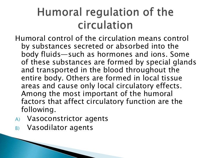 Regulation of blood circulation