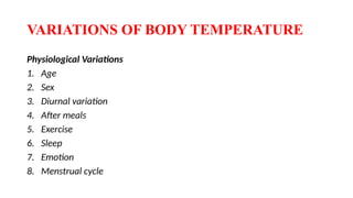 Regulation of body temperature and clinical aspectsptx | PPTX