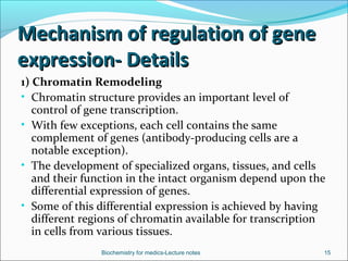 Mechanism of regulation of geneMechanism of regulation of gene
expression- Detailsexpression- Details
1) Chromatin Remodel...