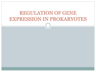 REGULATION OF GENE
EXPRESSION IN PROKARYOTES
 