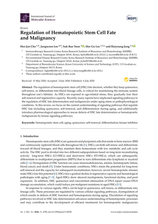 Regulation of Hematopoietic Stem Cell Fate and Malignancy During Aging ...