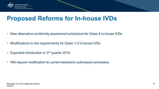 Proposed Reforms for In-house IVDs
• New alternative conformity assessment procedure for Class 4 in-house IVDs
• Modificat...
