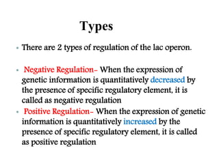 Regulation of lac operon positive nd negative | PPTX