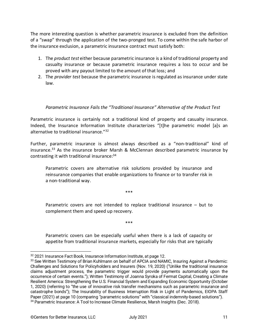 Regulation of Parametric Insurance