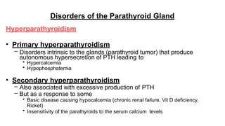REGULATION OF SECRETION & FUNCTION OF PARATHYROID HORMONE & BONE ...