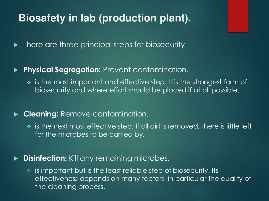 Regulations for safety in biological plants