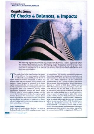 Sourajit Aiyer - The Global Analyst Magazine, India - Regulations And Impacts - July 2013