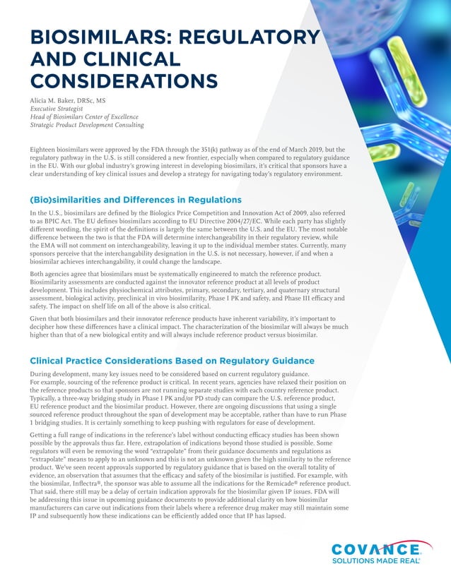 Biosimilars: Regulatory and Clinical Considerations | PDF image.