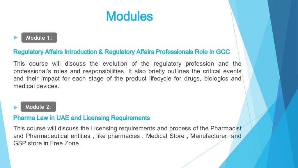 Regulatory affairs course overview