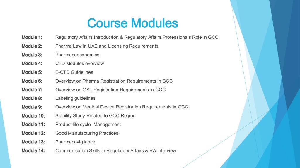Regulatory affairs course overview