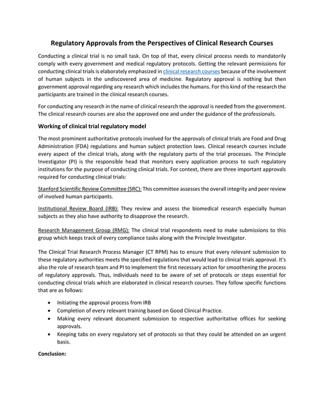 Regulatory Approvals from the Perspectives of Clinical Research Courses pdf.pdf