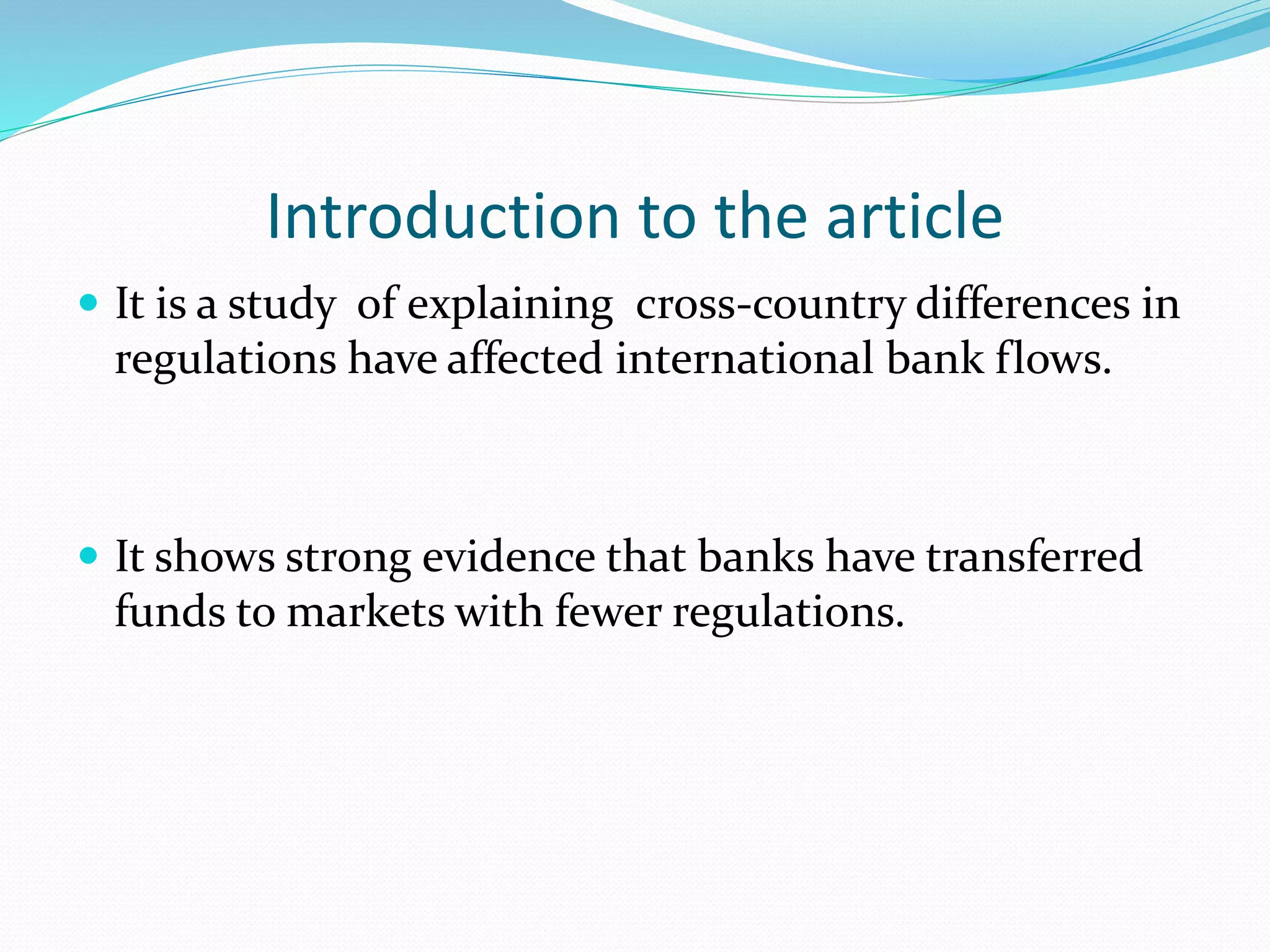 Regulatory Arbitrage & International Bank Flows | PPTX