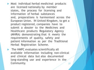 Unlicensed Supplement Examples Regulatory aspect of herbal medicines | PPTX