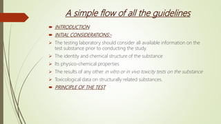 Lab Introduction Guidelines Regulatory guidelines for conducting toxicity studies | PPTX