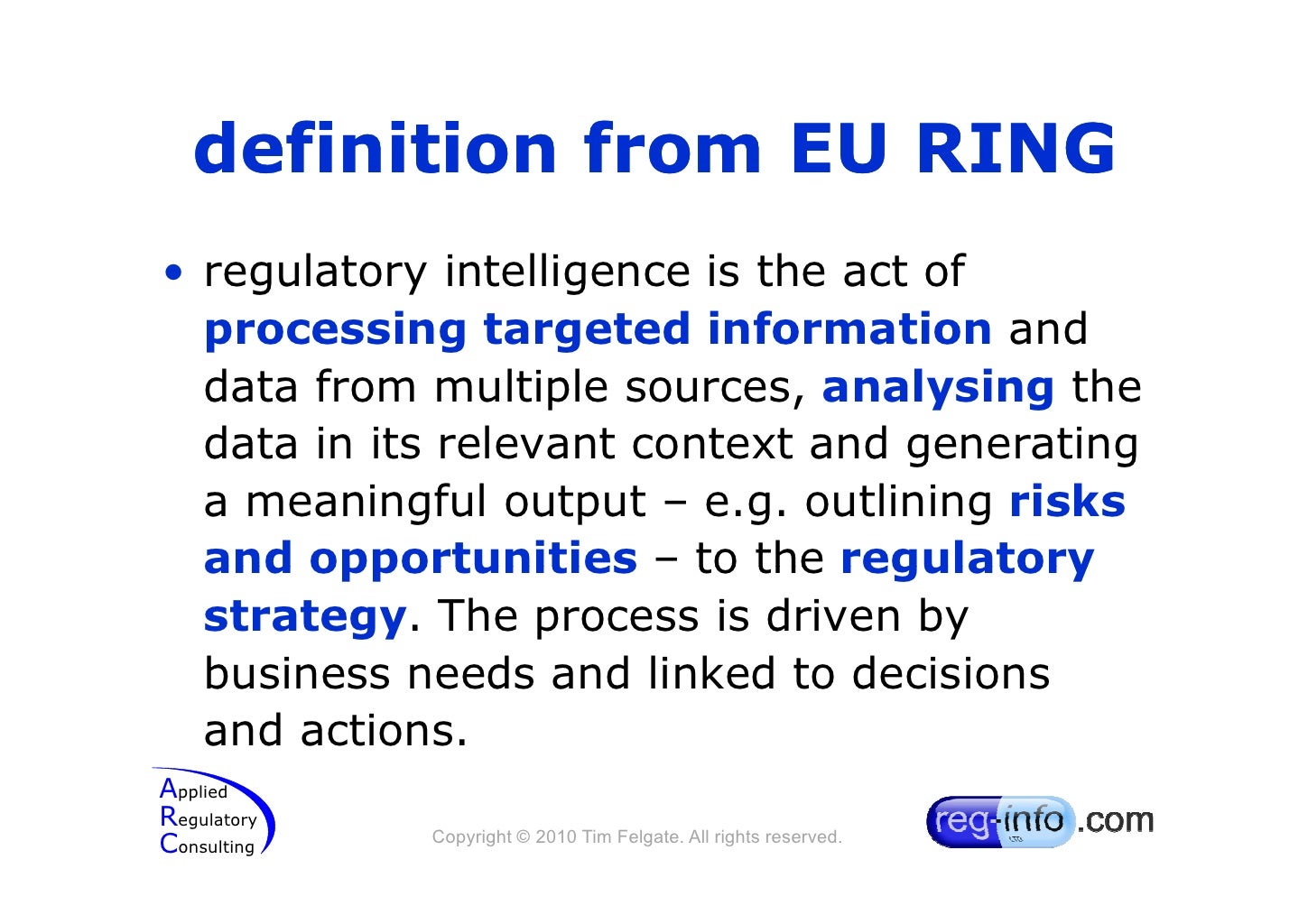 Regulatory intelligence