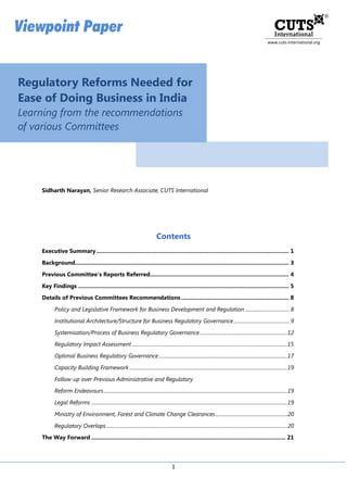 Regulatory Reforms Needed for Ease of Doing Business in India ...