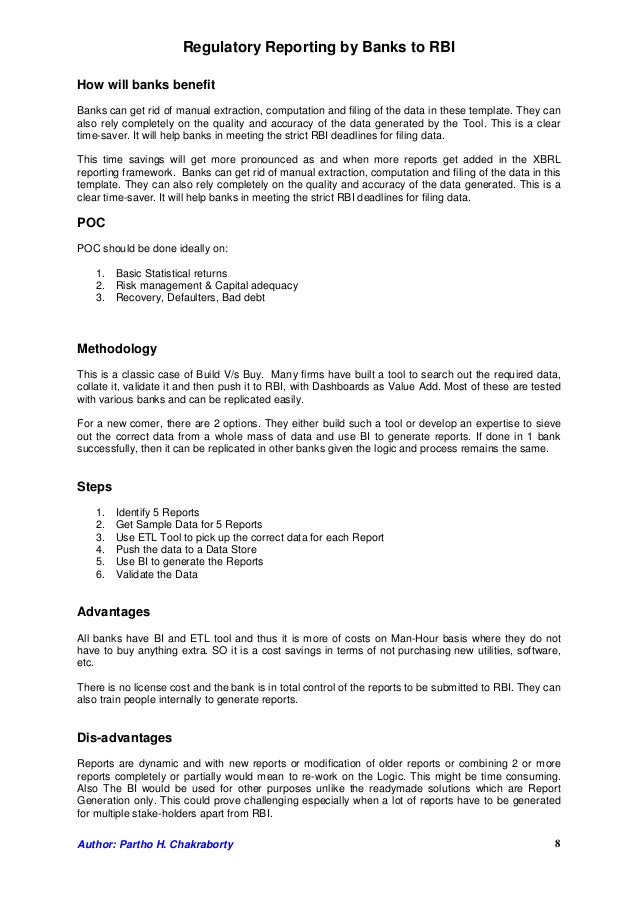 Regulatory reporting by banks to rbi