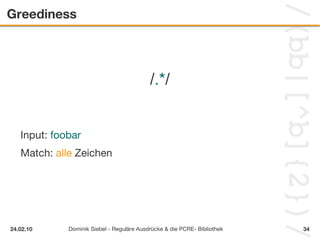 Struktur  Aufbau eines Reges / [a-z]+ / im Delimiter Beliebiges Zeichen 