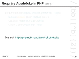 Referenzen Subpattern / [a-z] + / 