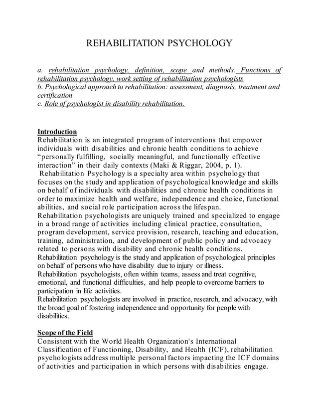 Rehabilitation psychology