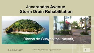 Jacarandas Avenue  Storm Drain Rehabilitation 5 de Octubre 2011 Author: Arq. Octaviano Figueroa Salazar 
