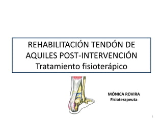 REHABILITACIÓN TENDÓN DE
AQUILES POST-INTERVENCIÓN
Tratamiento fisioterápico
1
MÓNICA ROVIRA
Fisioterapeuta
 