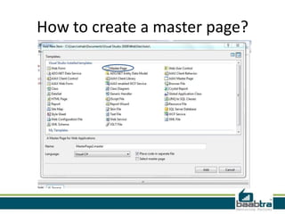 How to create a master page?