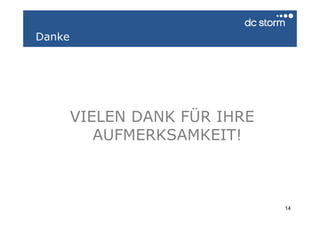 Danke




        VIELEN DANK FÜR IHRE
           AUFMERKSAMKEIT!



                               14
 