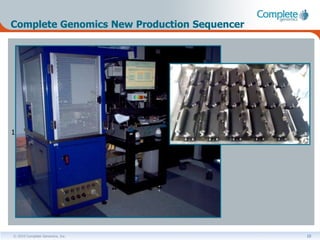 Complete Genomics New Production Sequencer




1




© 2010 Complete Genomics, Inc.               10
 