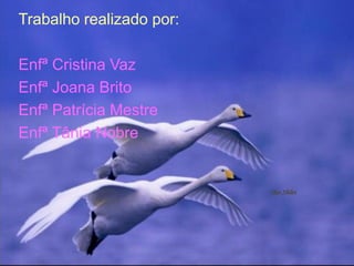 Trabalho realizado por:
Enfª Cristina Vaz
Enfª Joana Brito
Enfª Patrícia Mestre
Enfª Tânia Nobre
 