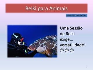 Reiki para Animais 
Uma sessão de Reiki 
Uma Sessão 
de Reiki 
exige… 
versatilidade! 
   
14 
 