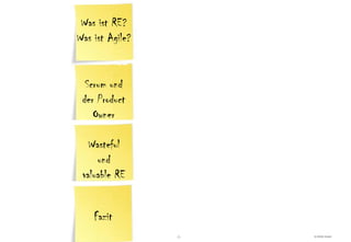 Was ist RE?
Was ist Agile?


  Scrum und
 der Product
    Owner

   Wasteful
     und
 valuable RE


    Fazit
                 -5-   © HOOD GmbH
 