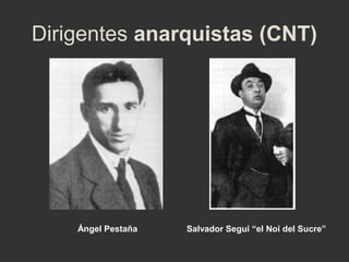 Dirigentes anarquistas (CNT)

Ángel Pestaña

Salvador Seguí “el Noi del Sucre”

 