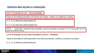 Estrutura das seções e subseções
 