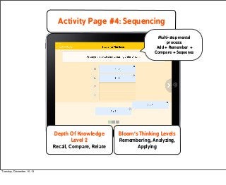 Activity Page #4: Sequencing
Multi-step mental
process:
Add + Remember +
Compare + Sequence

Depth Of Knowledge
Level 2
Re...