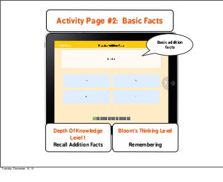 Activity Page #2: Basic Facts
Basic addition
facts

Depth Of Knowledge
Level 1
Recall Addition Facts

Tuesday, December 10...