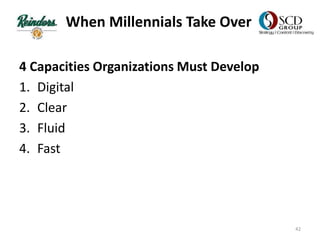 When Millennials Take Over
4 Capacities Organizations Must Develop
1. Digital
2. Clear
3. Fluid
4. Fast
42
 