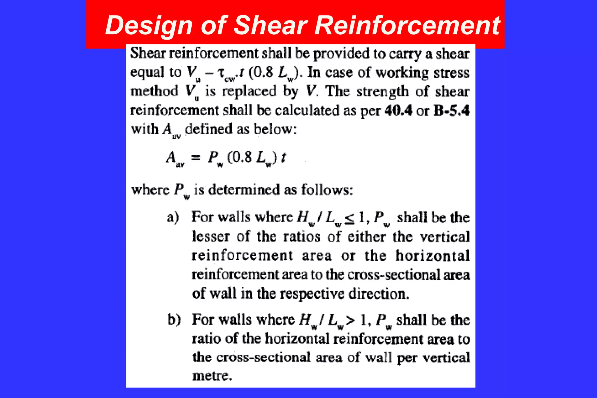 Design of Shear Reinforcement
 