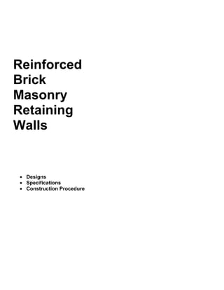 Reinforced brick masonry retaining walls | PDF