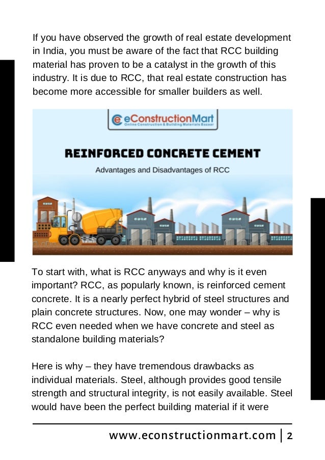 Reinforced Concrete Cement Advantages and Disadvantages of RCC