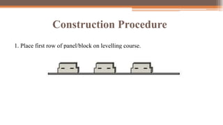 Construction Procedure
1. Place first row of panel/block on levelling course.
 