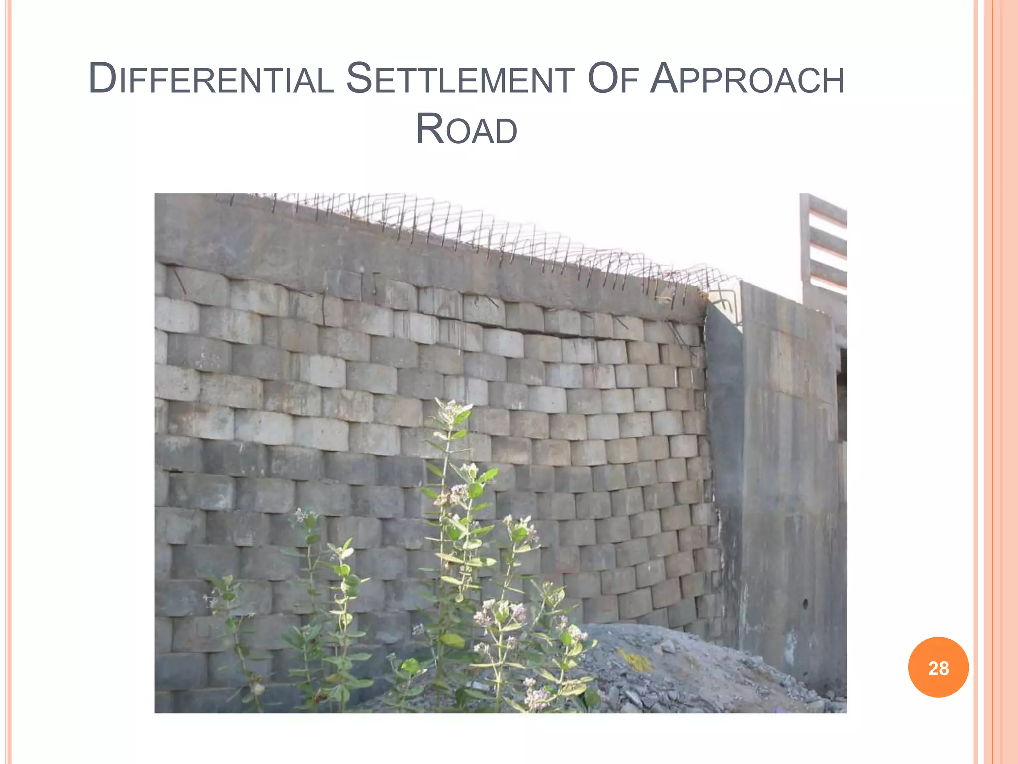 DIFFERENTIAL SETTLEMENT OF APPROACH
ROAD
28
 