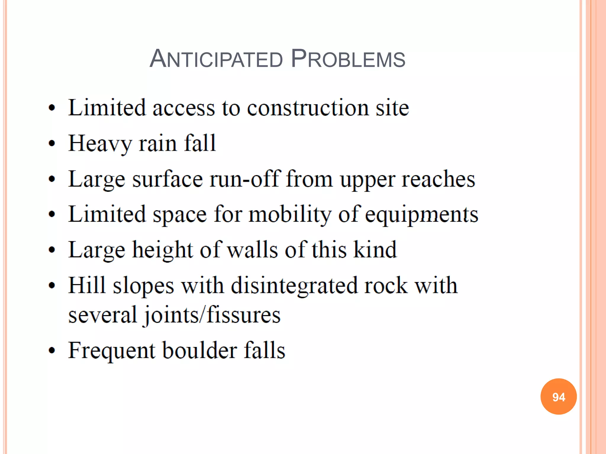 ANTICIPATED PROBLEMS
94
 