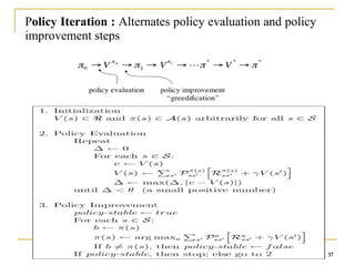 37
37
Policy Iteration : Alternates policy evaluation and policy
improvement steps
37
 