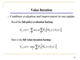 ❑ Combines evaluation and improvement in one update
38
 
